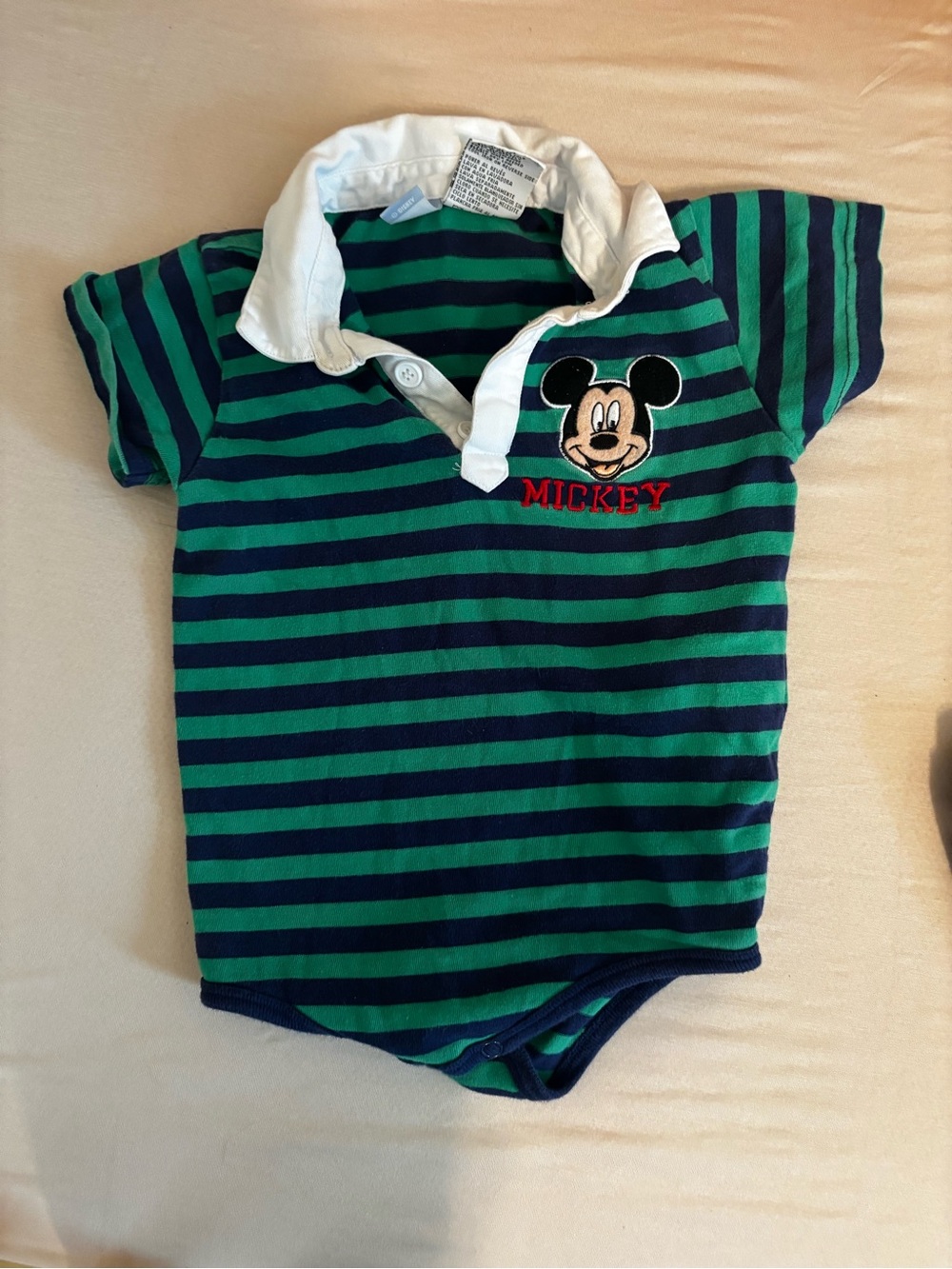 Disney Green & Navy Striped Mickey Polo One-Piece